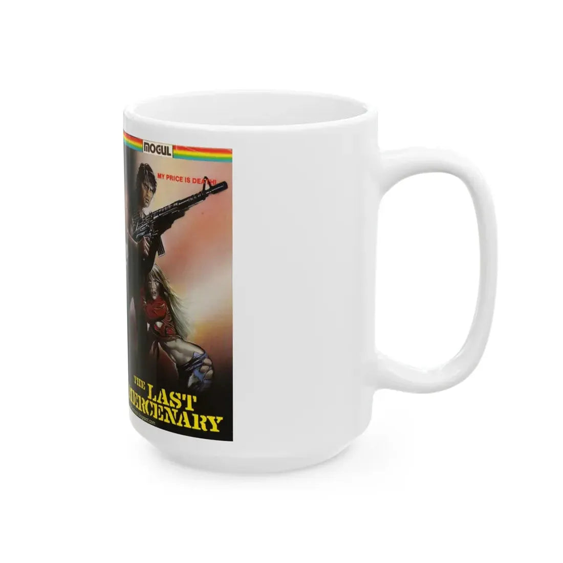 THE LAST MERCENARY MOGUL VIDEO (VHS COVER) - White Coffee Mug - Go Mug Yourself