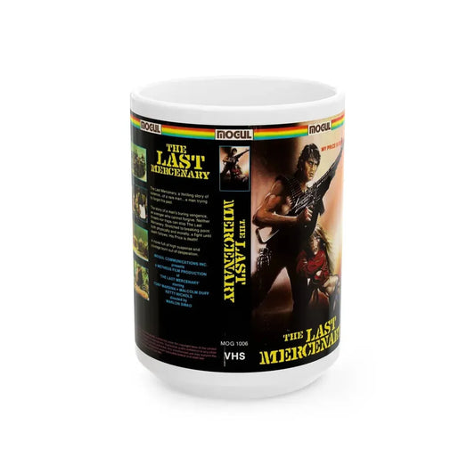 THE LAST MERCENARY (VHS COVER) - White Coffee Mug 15oz - Go Mug Yourself