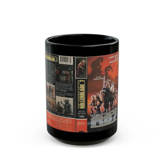 THE LEGEND OF THE ROLLER BLADE SEVEN FRANK STALLONE JOE ESTEVEZ KAREN BLACK (VHS COVER) - Black Coffee Mug 15oz - Go Mug Yourself