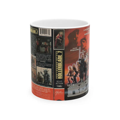 THE LEGEND OF THE ROLLER BLADE SEVEN FRANK STALLONE JOE ESTEVEZ KAREN BLACK (VHS COVER) - White Coffee Mug-11oz-Go Mug Yourself