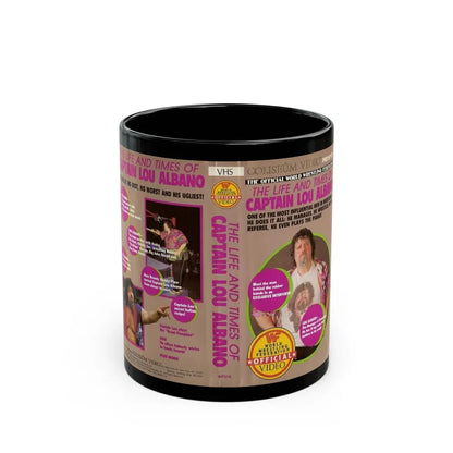 THE LIFE AND TIMES OF CAPTAIN LOU ALBANO (VHS COVER) - Black Coffee Mug 11oz - Go Mug Yourself