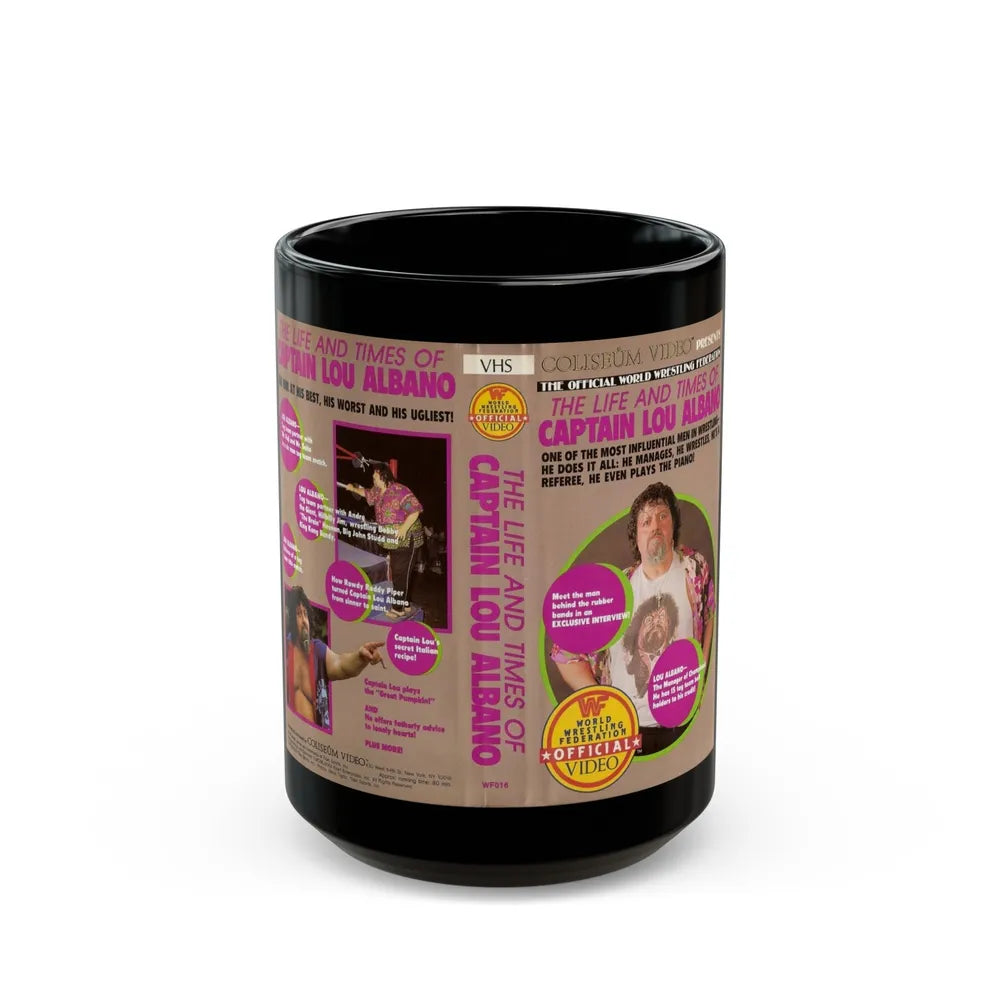 THE LIFE AND TIMES OF CAPTAIN LOU ALBANO (VHS COVER) - Black Coffee Mug-15oz-Go Mug Yourself