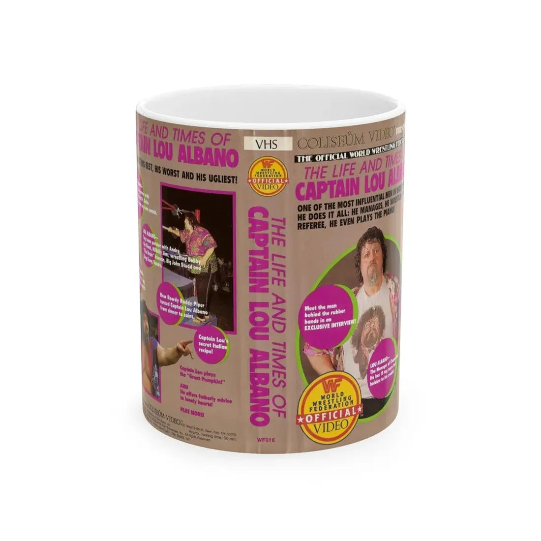 THE LIFE AND TIMES OF CAPTAIN LOU ALBANO (VHS COVER) - White Coffee Mug 11oz - Go Mug Yourself