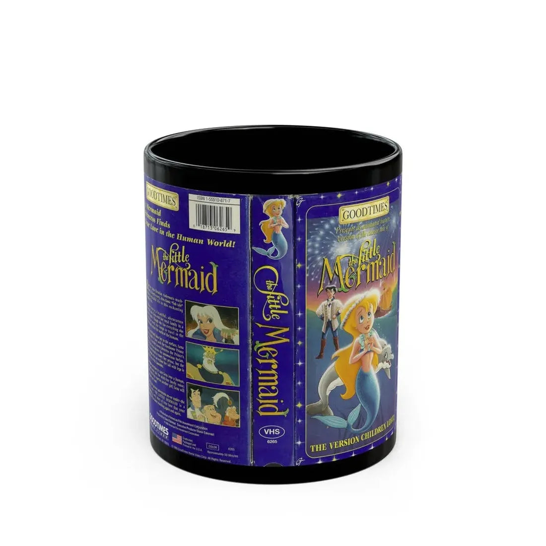 THE LITTLE MERMAID GOODTIMES VIDEO (VHS COVER) - Black Coffee Mug 11oz - Go Mug Yourself