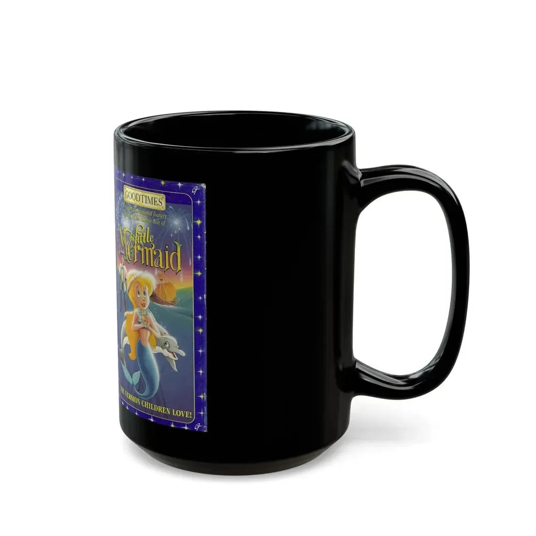 THE LITTLE MERMAID GOODTIMES VIDEO (VHS COVER) - Black Coffee Mug - Go Mug Yourself