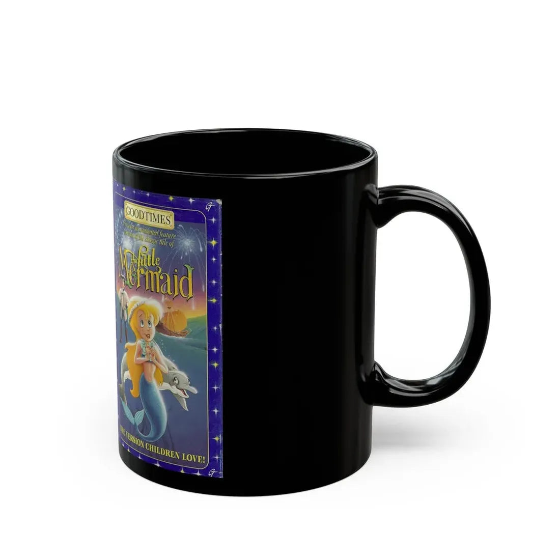 THE LITTLE MERMAID GOODTIMES VIDEO (VHS COVER) - Black Coffee Mug - Go Mug Yourself