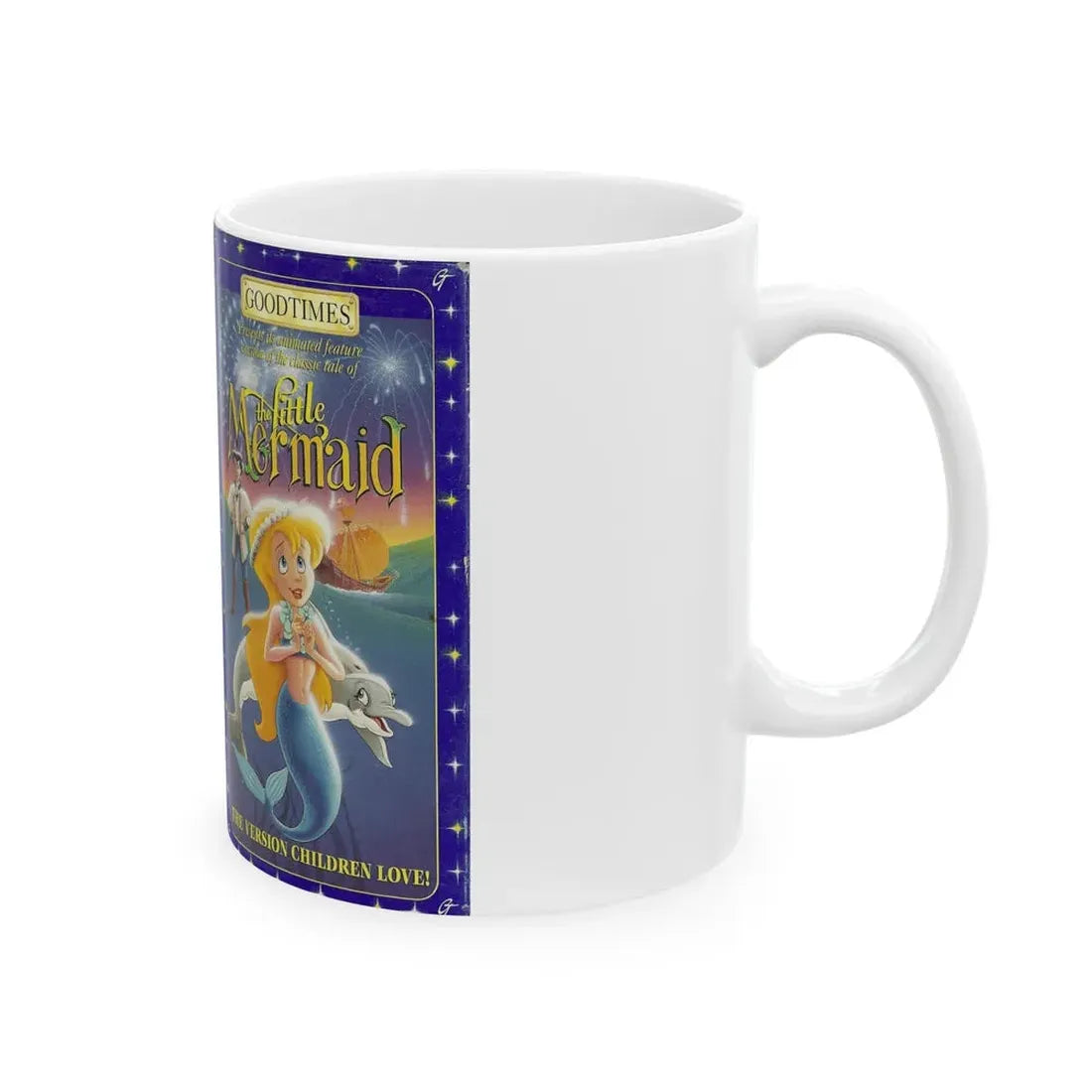 THE LITTLE MERMAID GOODTIMES VIDEO (VHS COVER) - White Coffee Mug - Go Mug Yourself