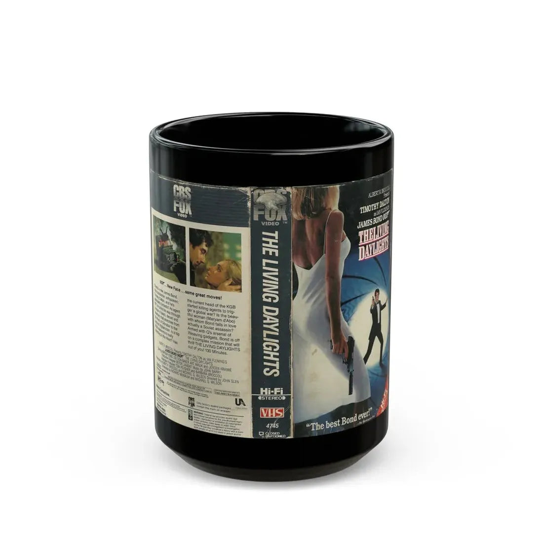THE LIVING DAYLIGHTS JAMES BOND 007 (VHS COVER) - Black Coffee Mug 15oz - Go Mug Yourself