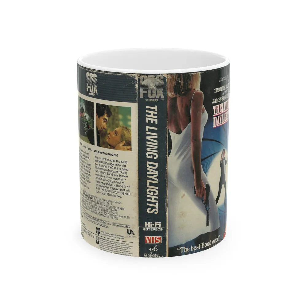 THE LIVING DAYLIGHTS JAMES BOND 007 (VHS COVER) - White Coffee Mug-11oz-Go Mug Yourself