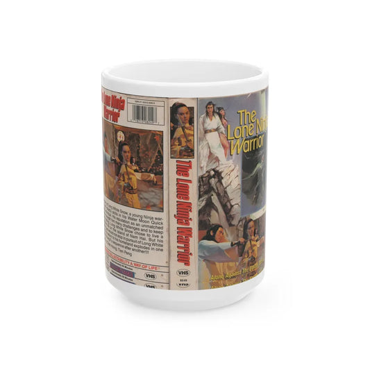 THE LONE NINJA WARRIOR (VHS COVER) - White Coffee Mug-15oz-Go Mug Yourself