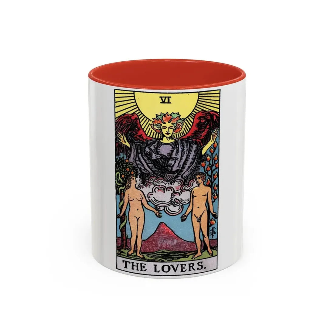 The Lovers (Tarot Card) Accent Coffee Mug 11oz Red - Go Mug Yourself