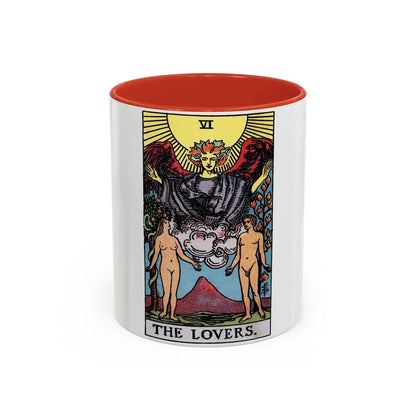 The Lovers (Tarot Card) Accent Coffee Mug 11oz Red - Go Mug Yourself