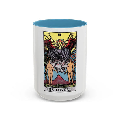 The Lovers (Tarot Card) Accent Coffee Mug 15oz Light Blue - Go Mug Yourself