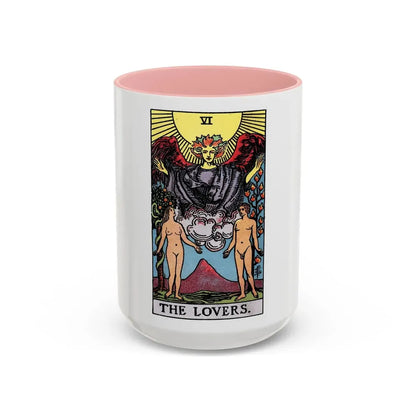 The Lovers (Tarot Card) Accent Coffee Mug 15oz Pink - Go Mug Yourself