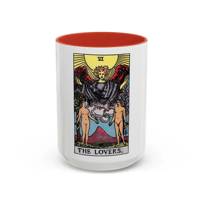 The Lovers (Tarot Card) Accent Coffee Mug 15oz Red - Go Mug Yourself
