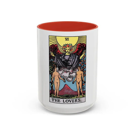 The Lovers (Tarot Card) Accent Coffee Mug 15oz Red - Go Mug Yourself