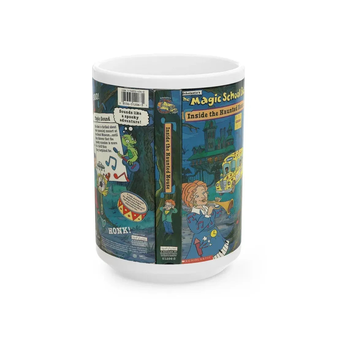 THE MAGIC SCHOOL BUS INSIDE THE HAUNTED HOUSE (VHS COVER) - White Coffee Mug 15oz - Go Mug Yourself