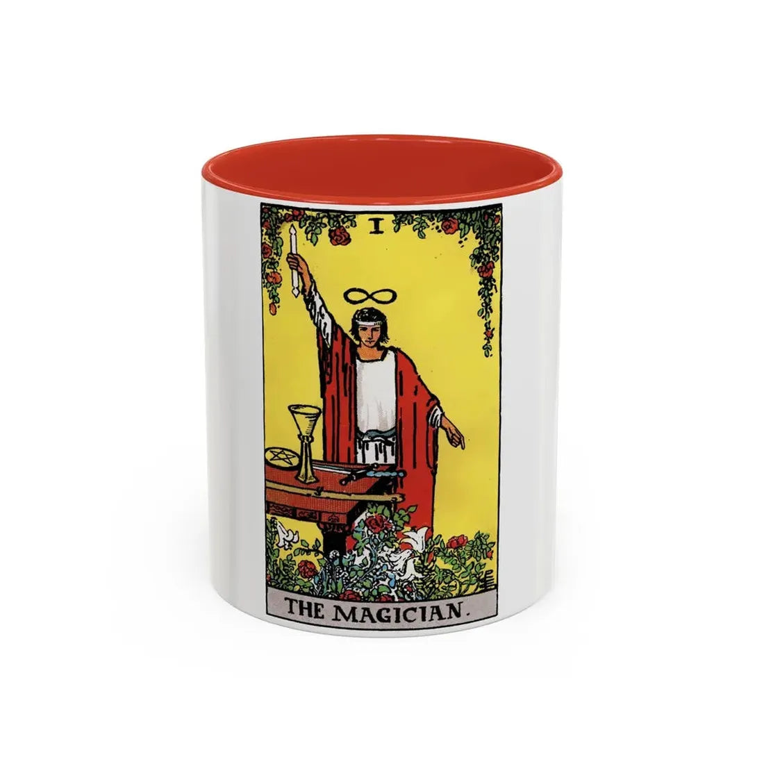 The Magician (Tarot Card) Accent Coffee Mug 11oz Red - Go Mug Yourself