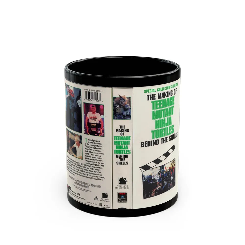 THE MAKING OF TEENAGE MUTANT NINJA TURTLES BEHIND THE SCENES (VHS COVER) - Black Coffee Mug-11oz-Go Mug Yourself