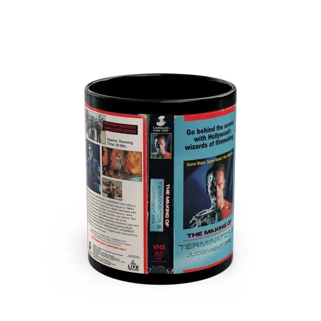 THE MAKING OF TERMINATOR 2 JUDGMENT DAY (VHS COVER) - Black Coffee Mug 11oz - Go Mug Yourself