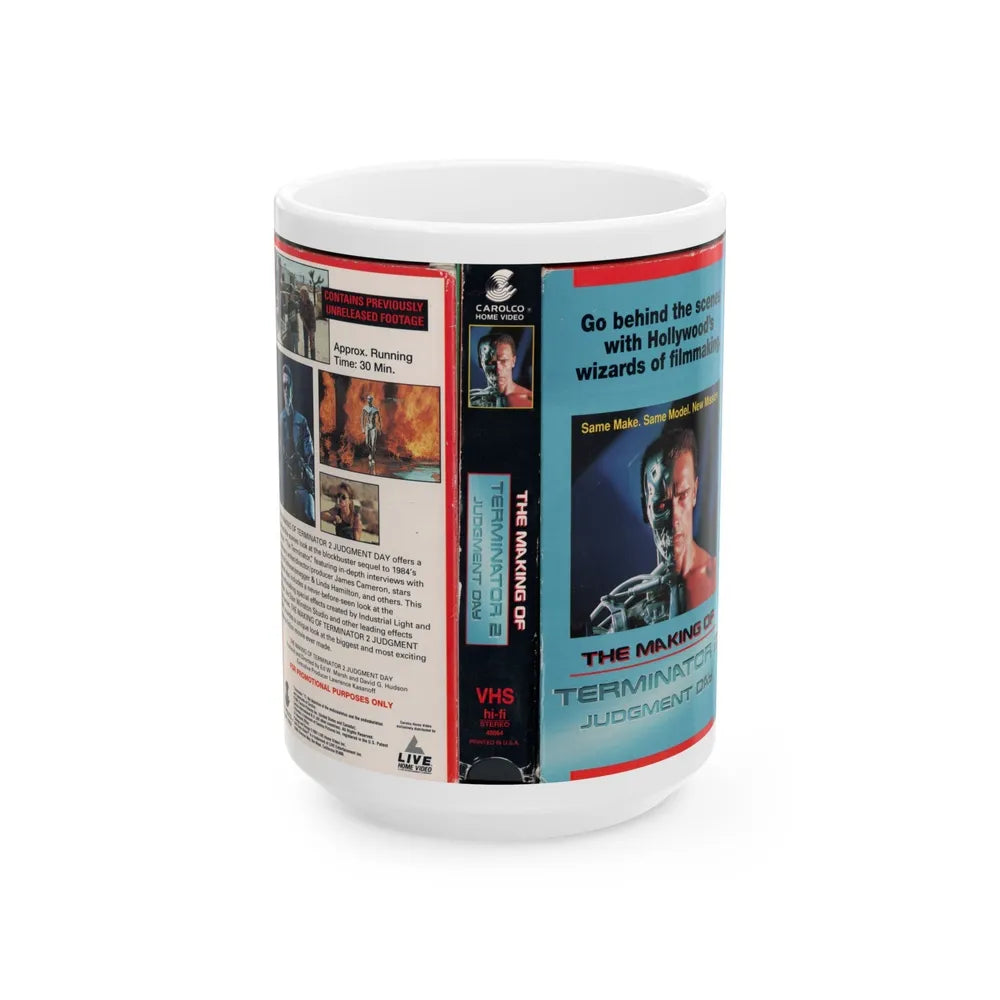 THE MAKING OF TERMINATOR 2 JUDGMENT DAY (VHS COVER) - White Coffee Mug-15oz-Go Mug Yourself