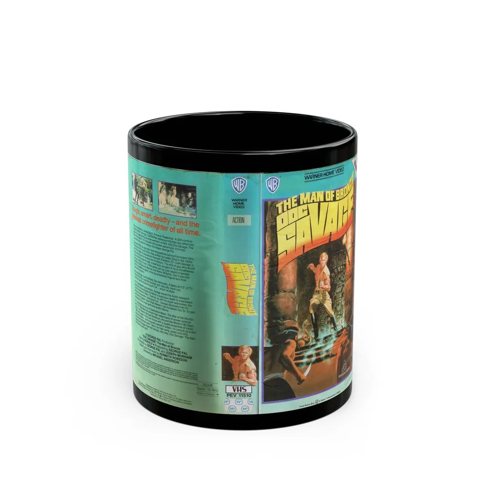 THE MAN OF BRONZE DOC SAVAGE (VHS COVER) - Black Coffee Mug-11oz-Go Mug Yourself