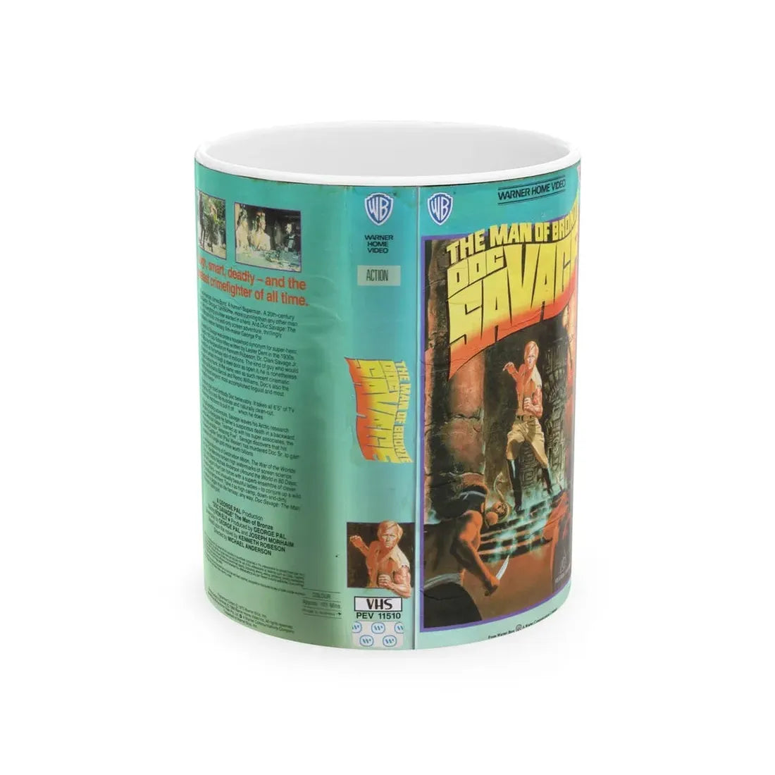 THE MAN OF BRONZE DOC SAVAGE (VHS COVER) - White Coffee Mug 11oz - Go Mug Yourself