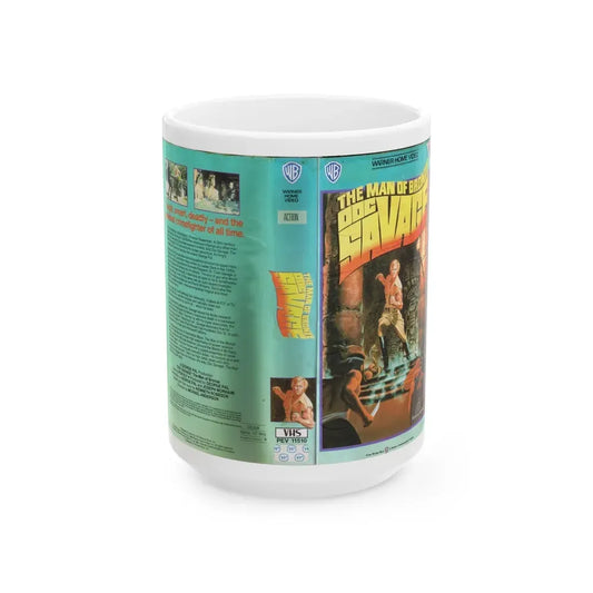 THE MAN OF BRONZE DOC SAVAGE (VHS COVER) - White Coffee Mug 15oz - Go Mug Yourself