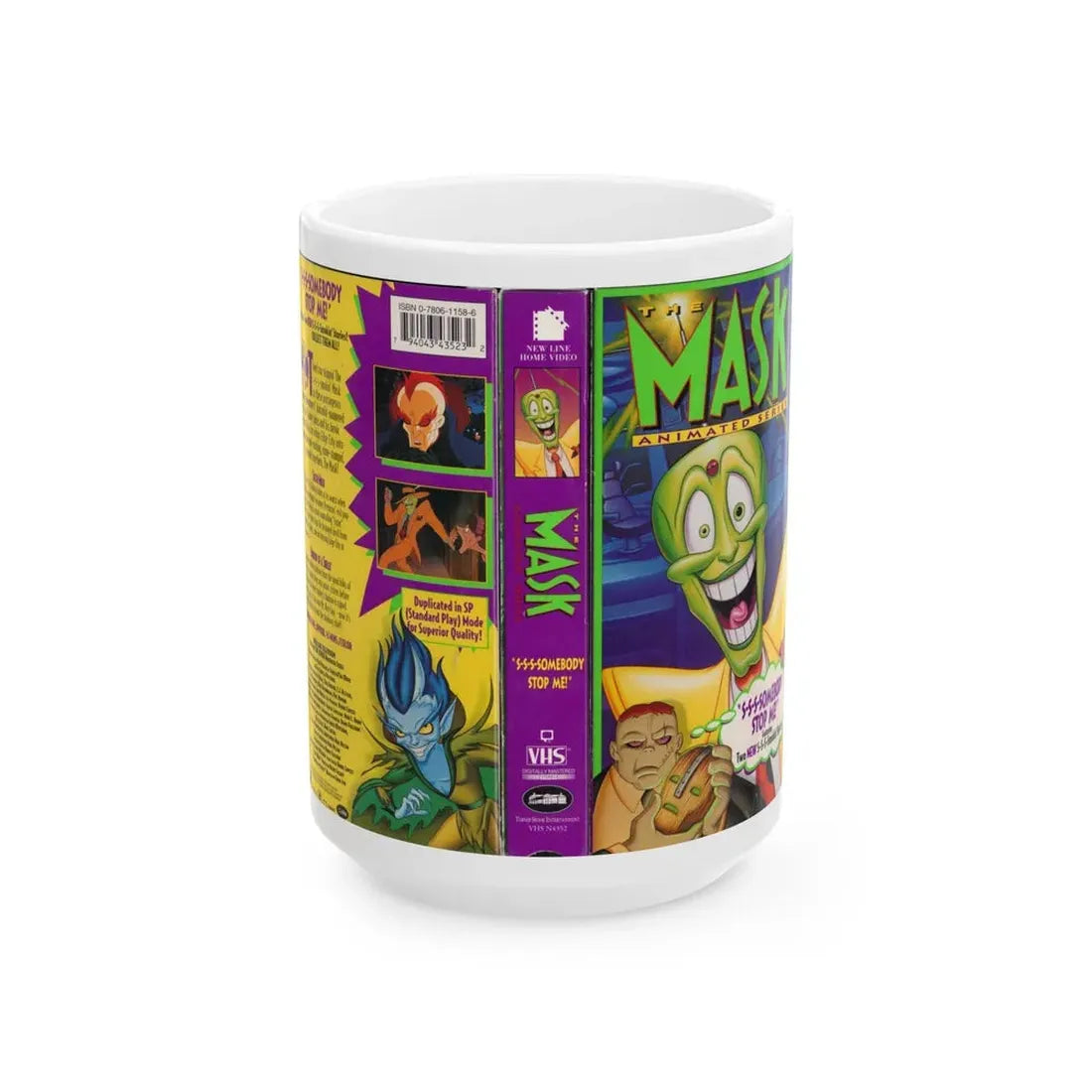 THE MASK ANIMATED SERIES S S S SOMEBODY STOP ME (VHS COVER) - White Coffee Mug 15oz - Go Mug Yourself