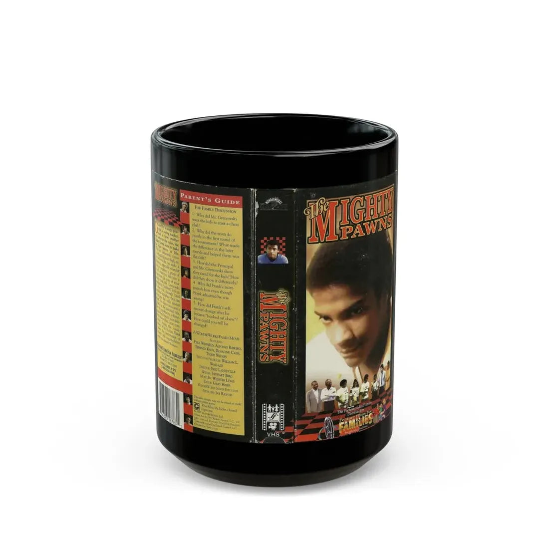 THE MIGHTY PAWNS WONDERWORKS FAMILY MOVIE (VHS COVER) - Black Coffee Mug 15oz - Go Mug Yourself