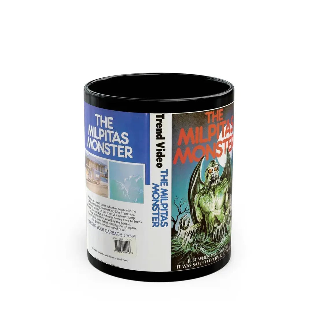 THE MILPITAS MONSTER (VHS COVER) - Black Coffee Mug 11oz - Go Mug Yourself