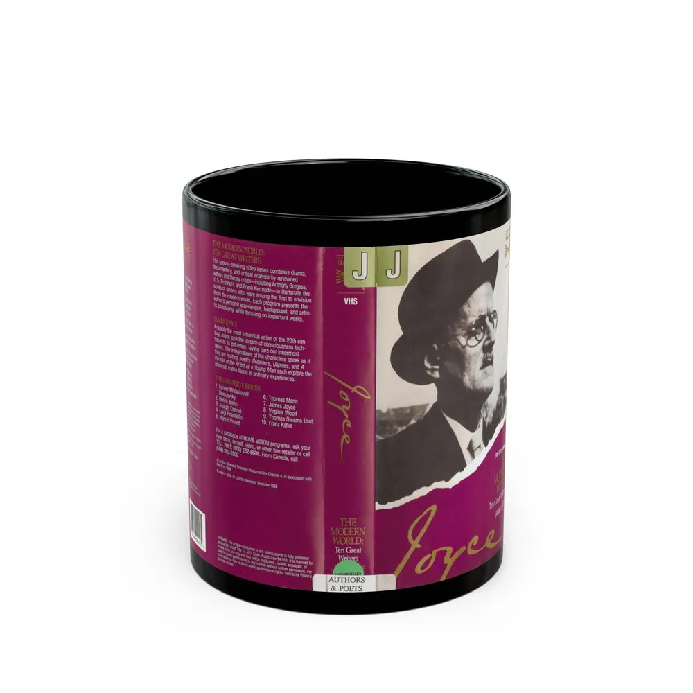 THE MODERN WORLD TEN GREAT WRITERS JOYCE (VHS COVER) - Black Coffee Mug-11oz-Go Mug Yourself