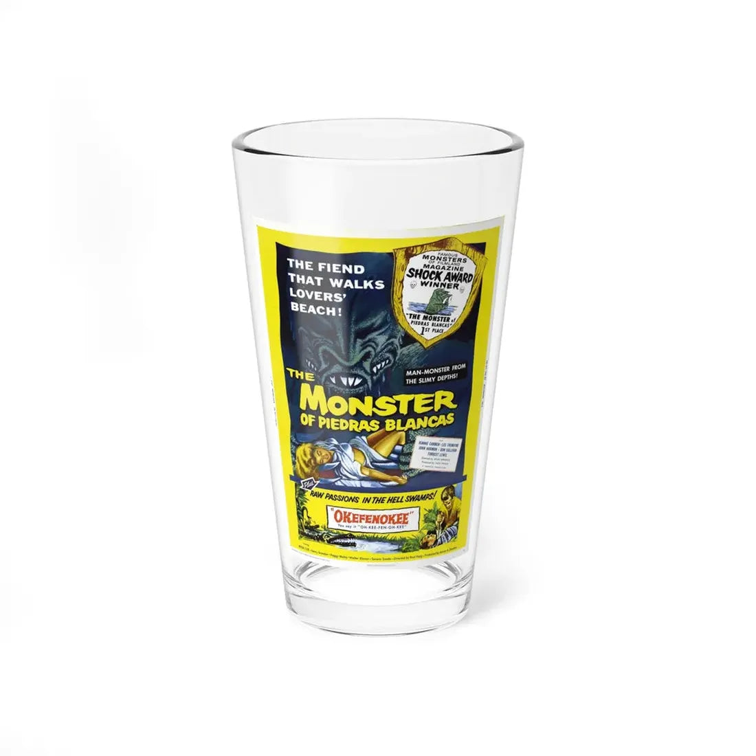 THE MONSTER OF PIEDRAS BLANCAS + OKEFENOKEE 1959 Movie Poster - Pint Glass 16oz 16oz - Go Mug Yourself