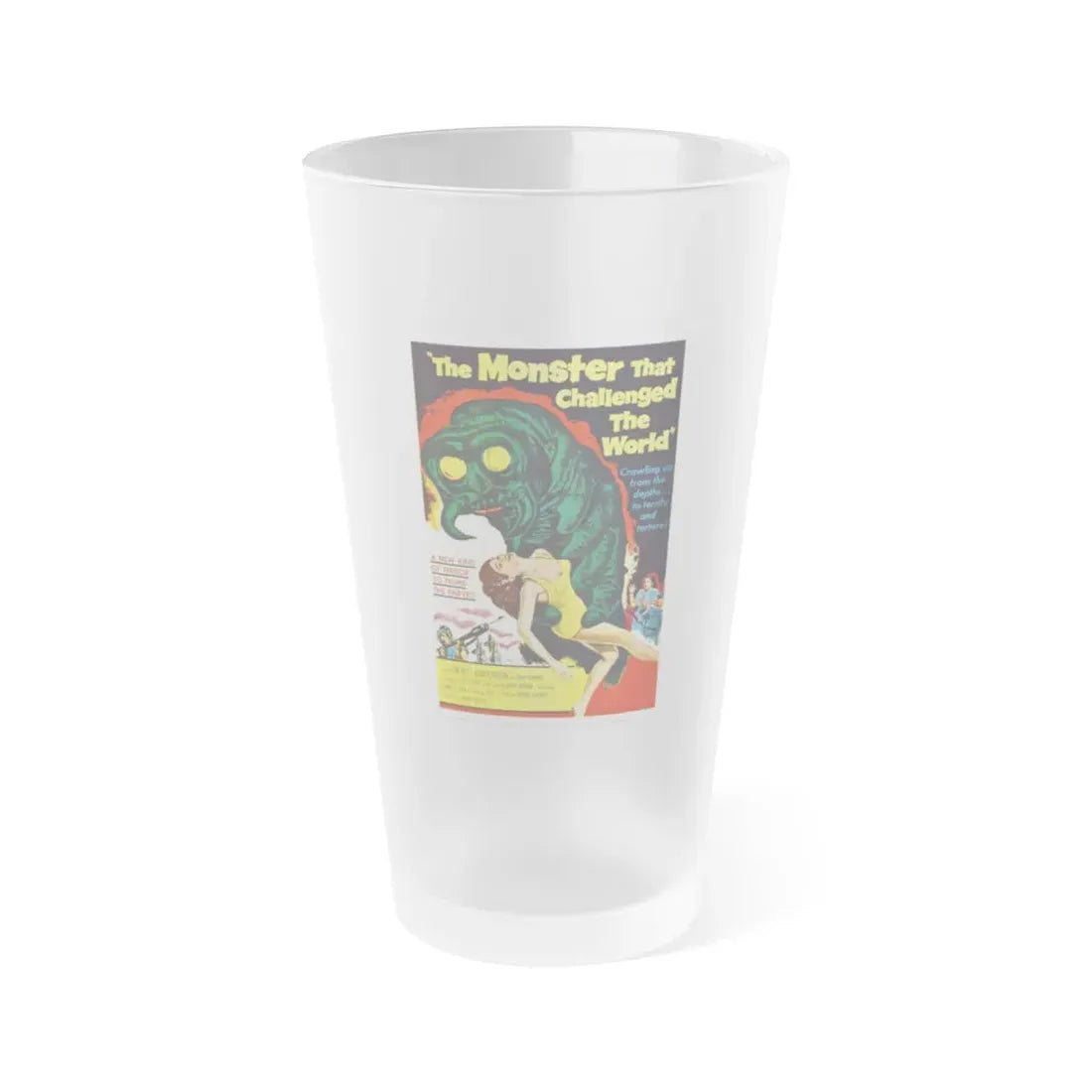 THE MONSTER THAT CHALLENGED THE WORLD 1957 Movie Poster - Frosted Pint Glass 16oz Default Title - Go Mug Yourself