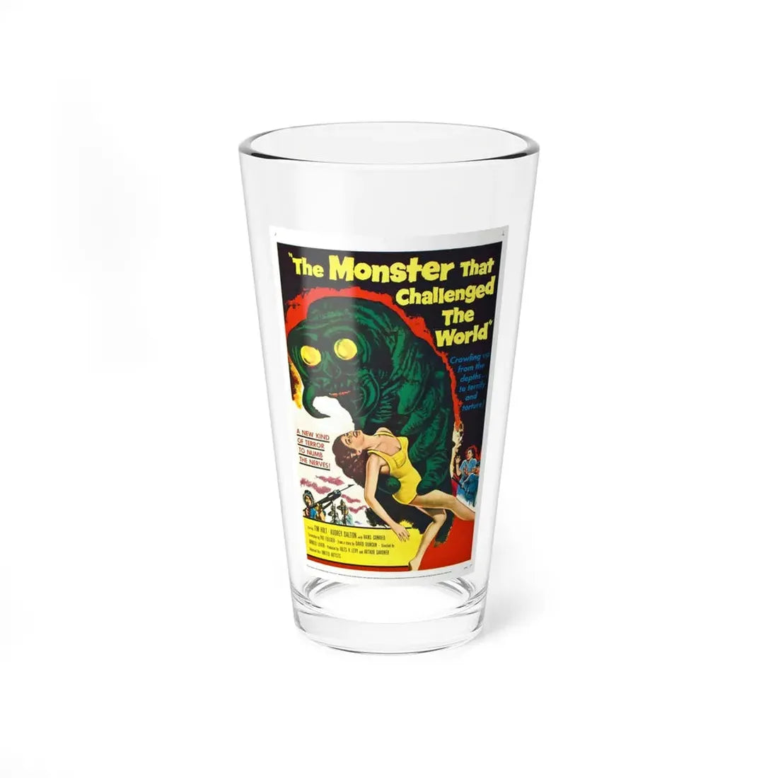 THE MONSTER THAT CHALLENGED THE WORLD 1957 Movie Poster - Pint Glass 16oz 16oz - Go Mug Yourself