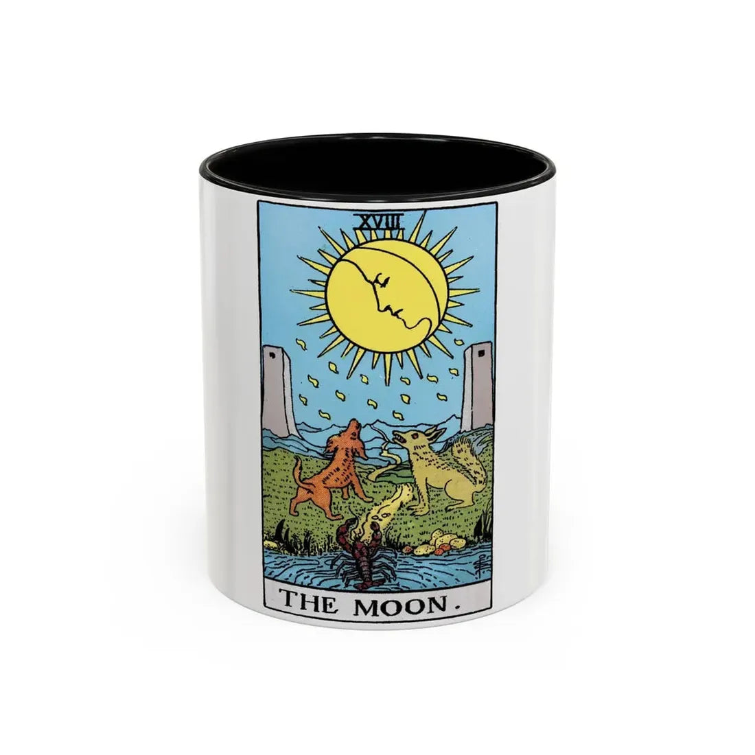 The Moon (Tarot Card) Accent Coffee Mug 11oz Black - Go Mug Yourself