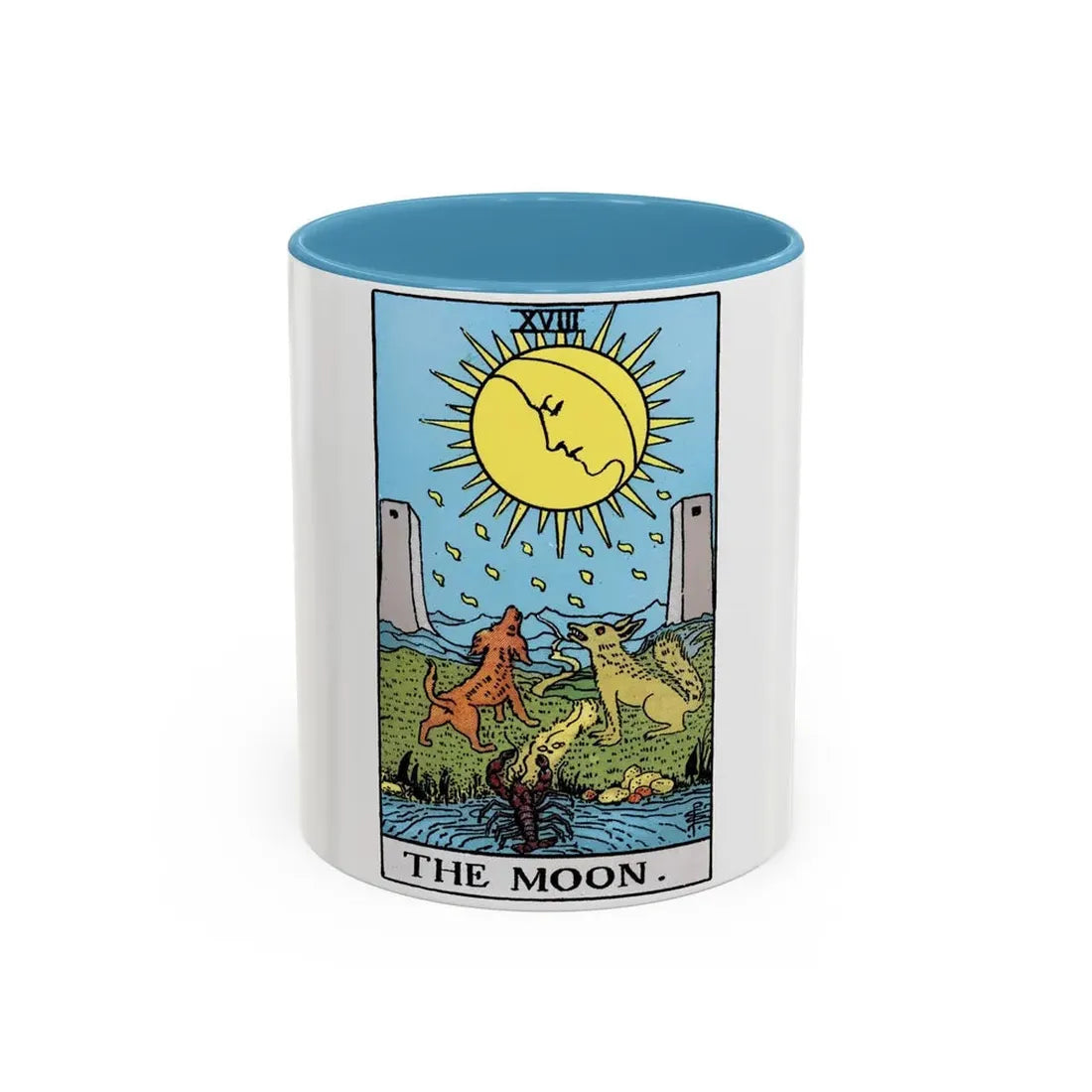 The Moon (Tarot Card) Accent Coffee Mug 11oz Light Blue - Go Mug Yourself