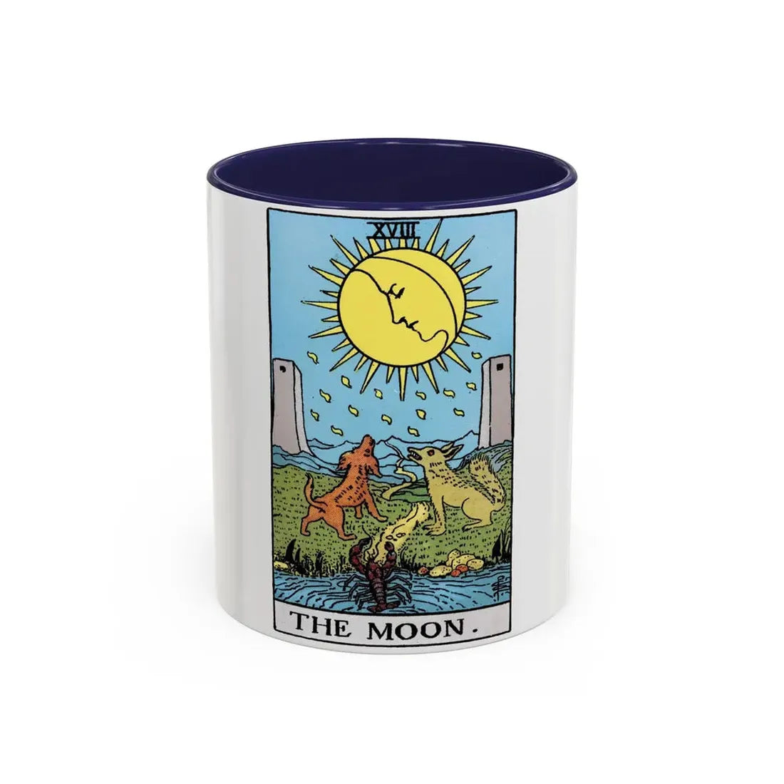 The Moon (Tarot Card) Accent Coffee Mug 11oz Navy - Go Mug Yourself