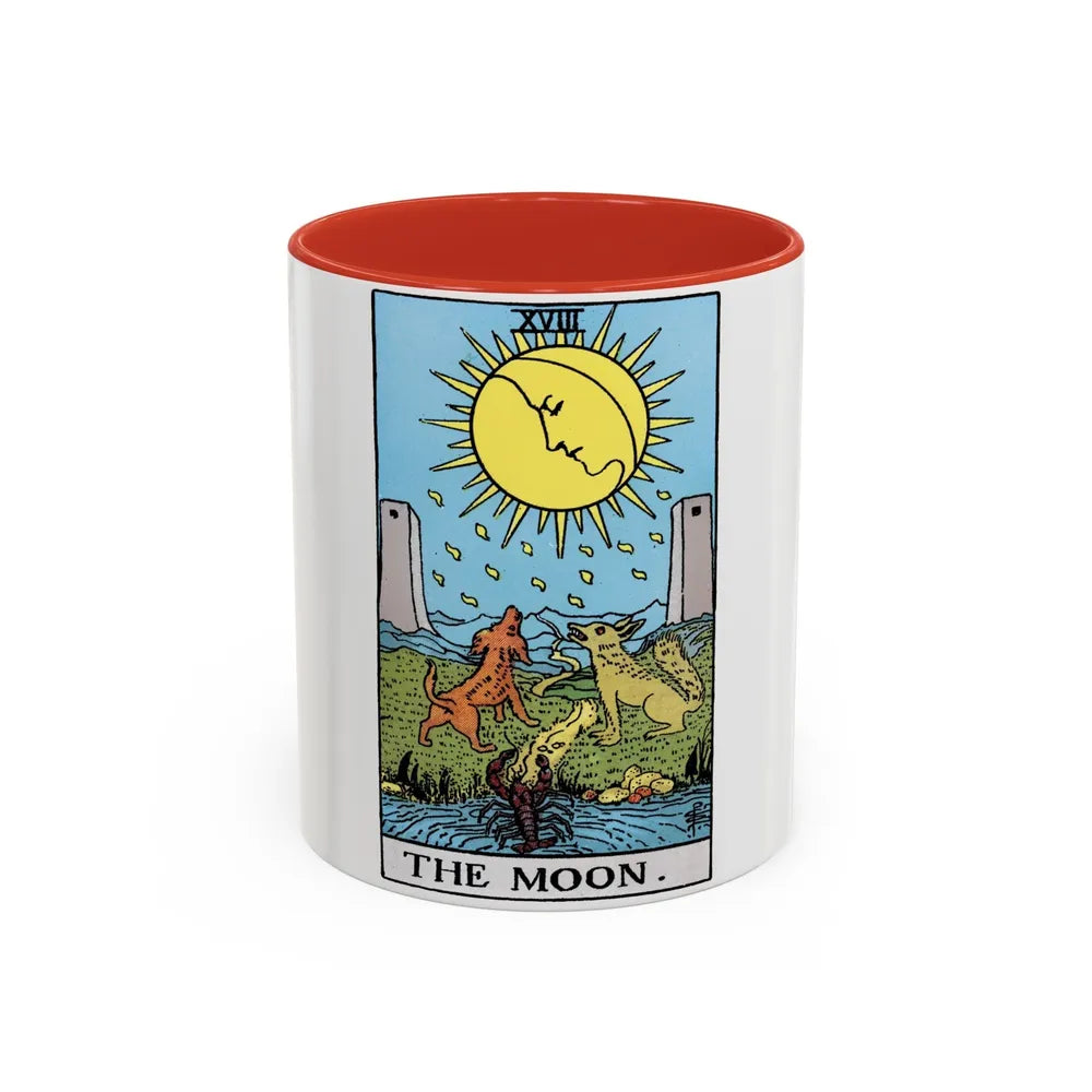 The Moon (Tarot Card) Accent Coffee Mug-11oz-Red-Go Mug Yourself