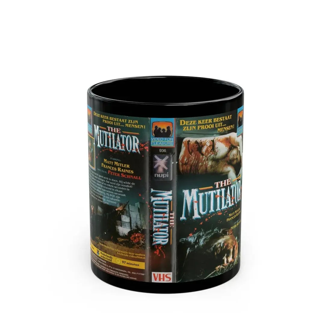 THE MUTILATOR PETER SCHNALL (VHS COVER) - Black Coffee Mug 11oz - Go Mug Yourself