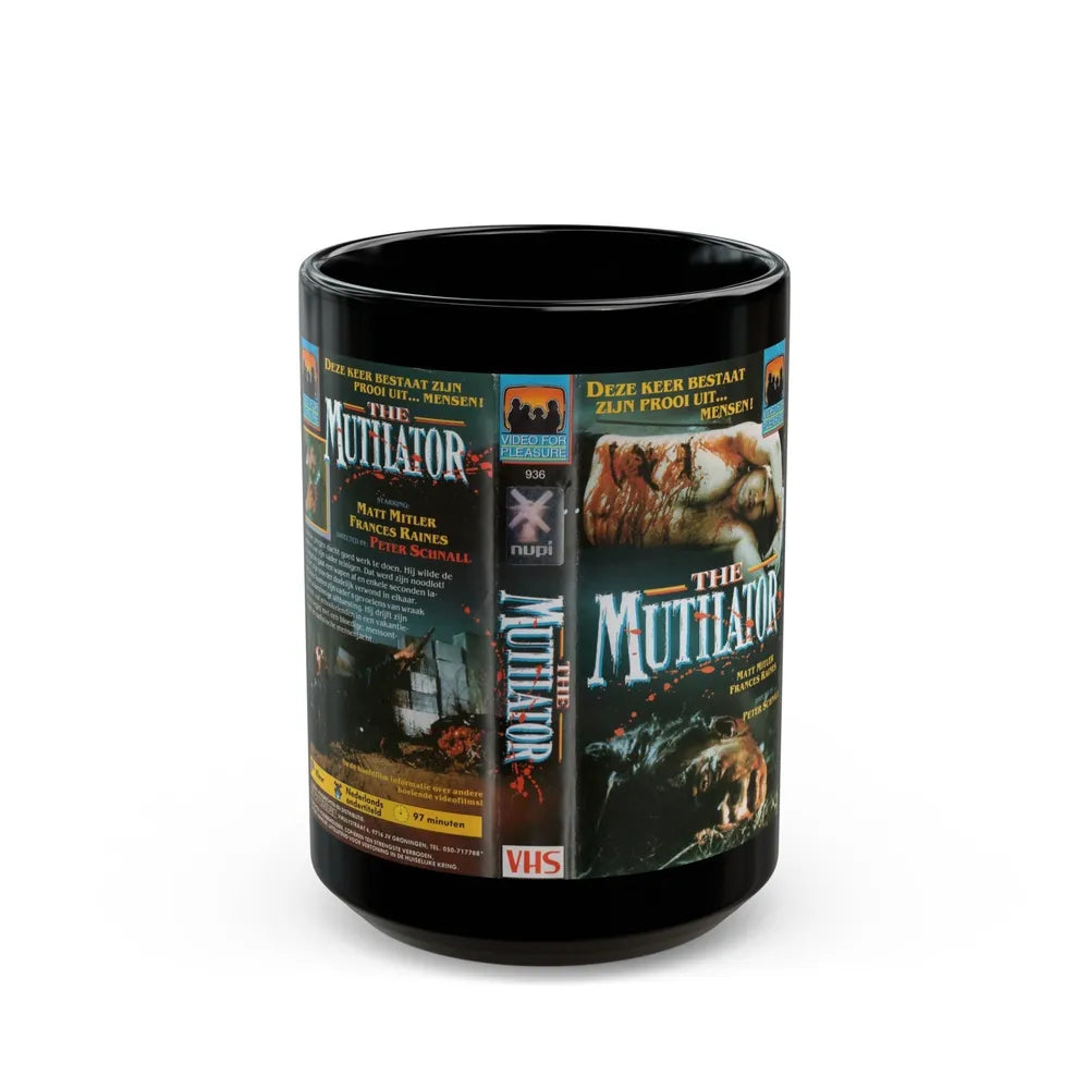 THE MUTILATOR PETER SCHNALL (VHS COVER) - Black Coffee Mug-15oz-Go Mug Yourself