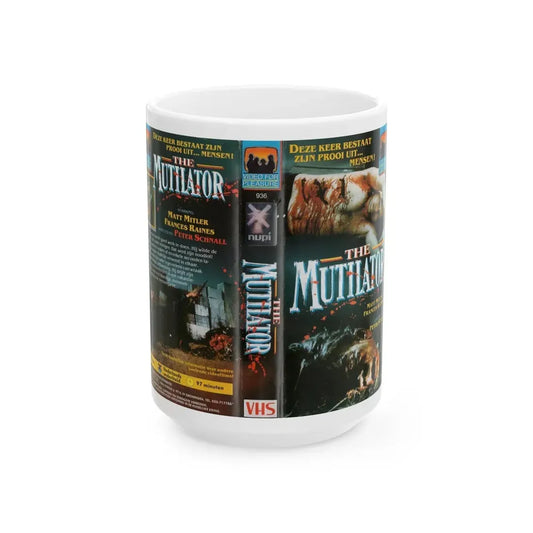 THE MUTILATOR PETER SCHNALL (VHS COVER) - White Coffee Mug 15oz - Go Mug Yourself