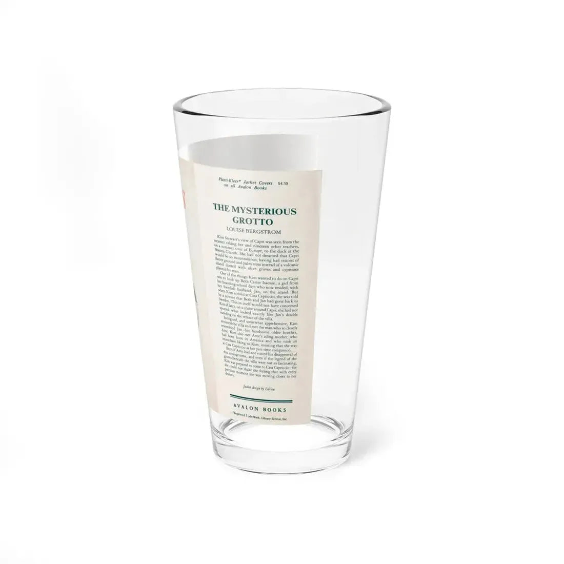 The Mysterious Grotto by Louise Bergstrom, Dustjacket (Avalon Books, 1973) - Pint Glass 16oz - Go Mug Yourself