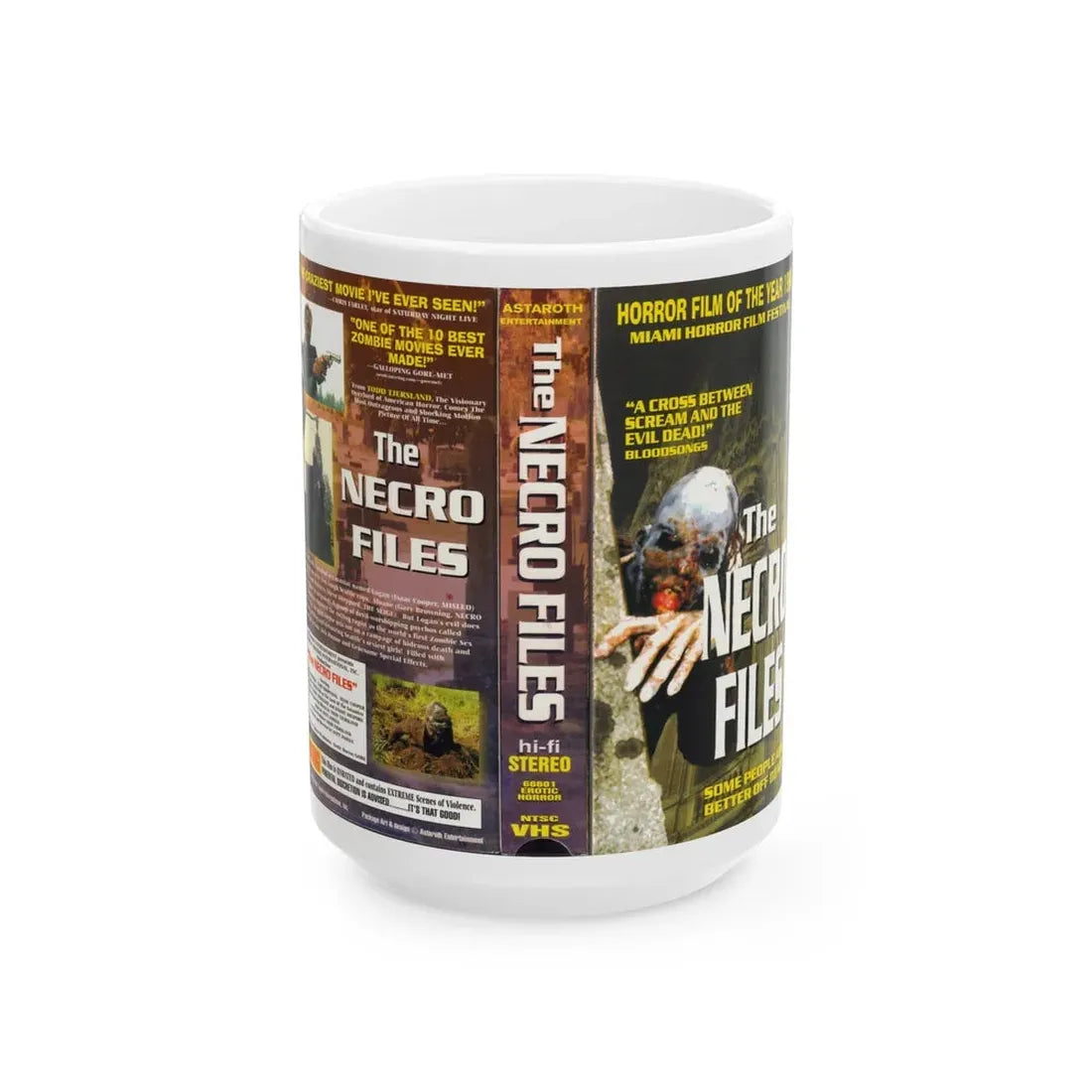 THE NECRO FILES (VHS COVER) - White Coffee Mug 15oz - Go Mug Yourself