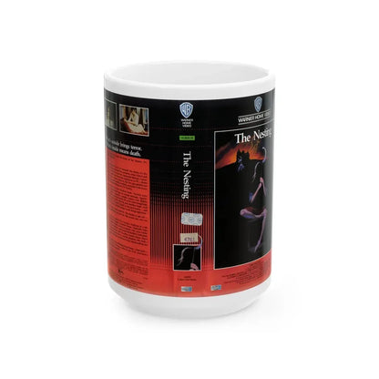 THE NESTING CLAMSHELL (VHS COVER) - White Coffee Mug 15oz - Go Mug Yourself