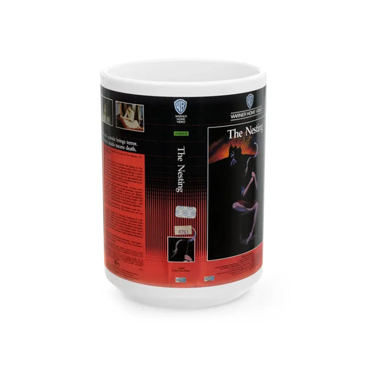 THE NESTING CLAMSHELL (VHS COVER) - White Coffee Mug 15oz - Go Mug Yourself