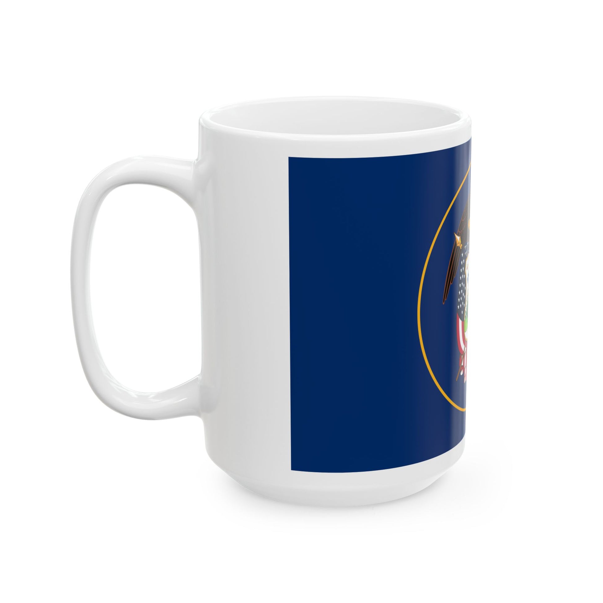 The new 2024 version of the Utah Historic State Flag or U.S.S. Utah version (United States) White Coffee Mug-Go Mug Yourself