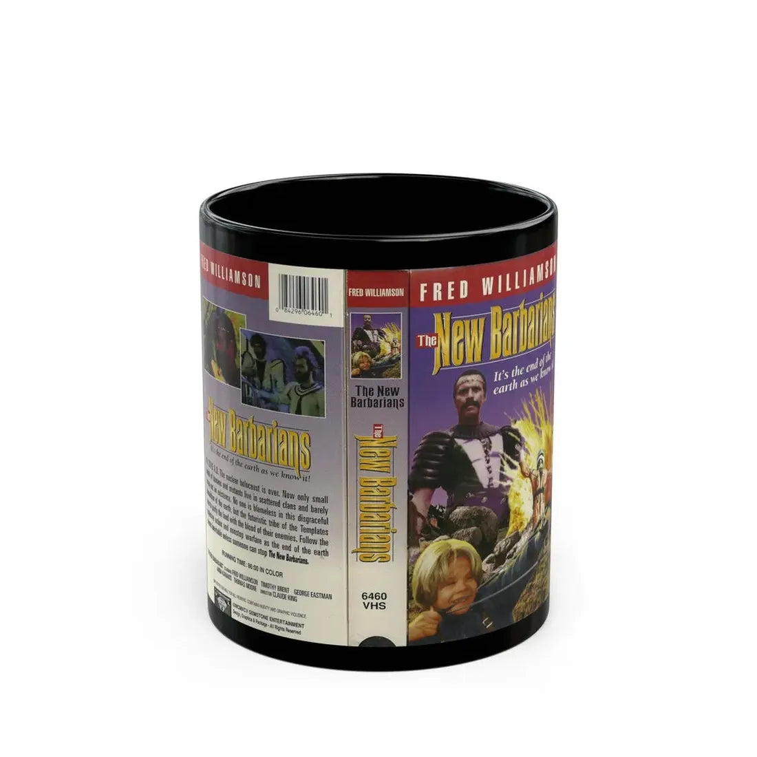 THE NEW BARBARIANS FRED WILLIAMSON (VHS COVER) - Black Coffee Mug 11oz - Go Mug Yourself
