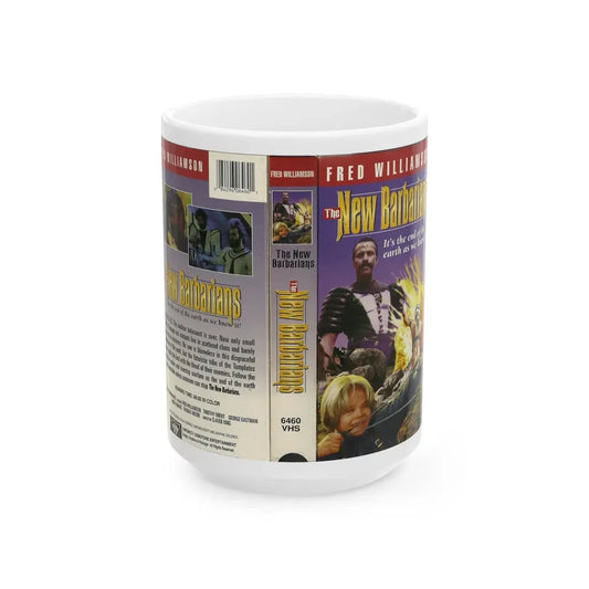 THE NEW BARBARIANS FRED WILLIAMSON (VHS COVER) - White Coffee Mug 15oz - Go Mug Yourself