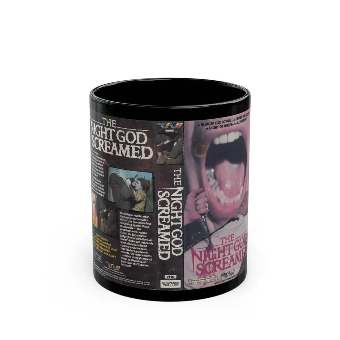 THE NIGHT GOD SCREAMED (VHS COVER) - Black Coffee Mug 11oz - Go Mug Yourself